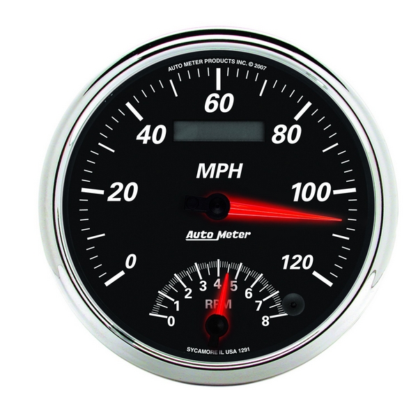 5" TACHOMETER/SPEEDOMETER COMBO, 8K RPM/120 MPH, DESIGNER BLACK II